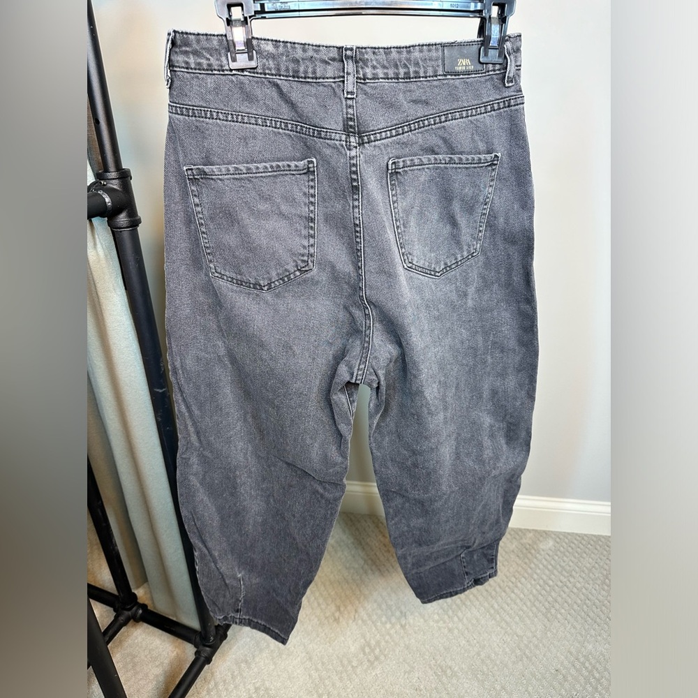 Sz 8 Zara black washed barrel jeans high waisted - Picture 2 of 8